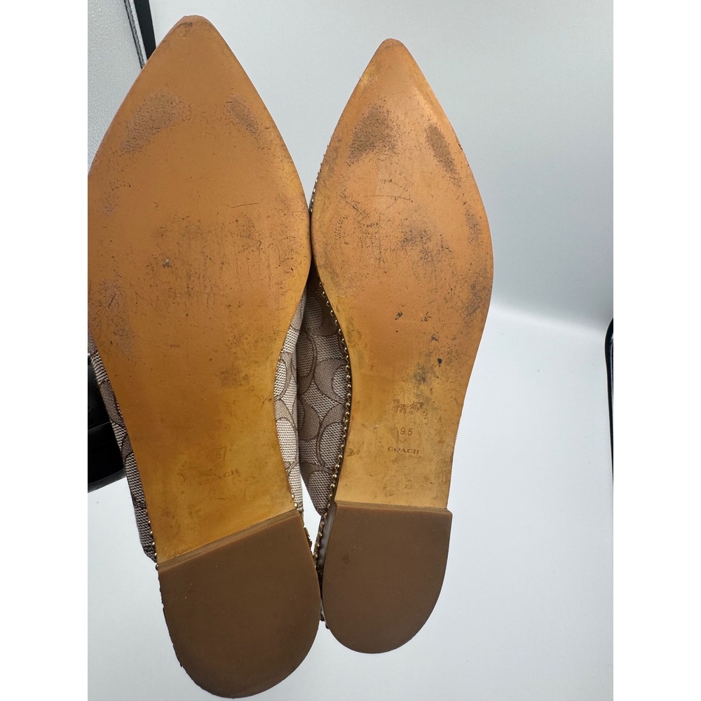 Coach Womens Signature C Jacquard Pointed Toe Mules Khaki Brown Size 9.5 - Picture 9 of 12